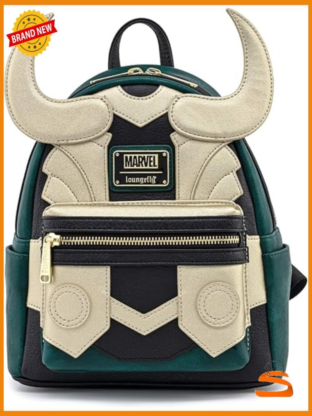 Loungefly Marvel Loki Cosplay Faux Leather Double Strap Shoulder Bag Purse
